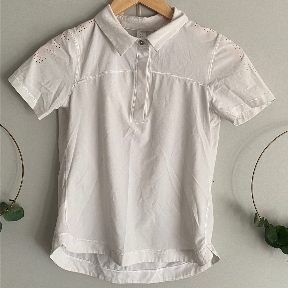 Ivivva Lululemon Golf tennis shirt collared lightweight sz 12 polo active white